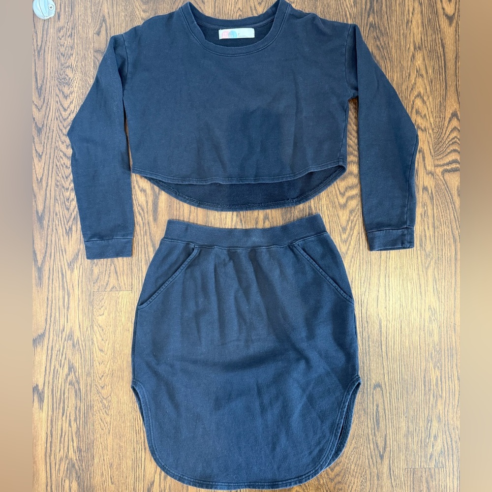 Free People Grey Cropped Sweatshirt and Skirt Set. Never worn. NWOT.